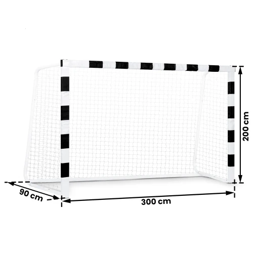 Bramka do piłki nożnej 300 x 200 x 90 cm NS-465 czarno-biała
