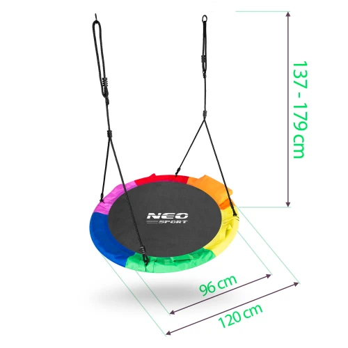 Huśtawka bocianie gniazdo Swingo XXL wielokolorowa 120 cm