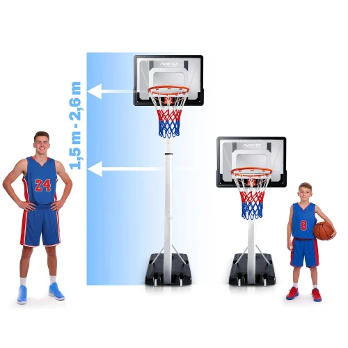 Kosz do koszykówki 150-260cm regulowany wolnostojący stabilny mobilny Neo-Sport NS-281