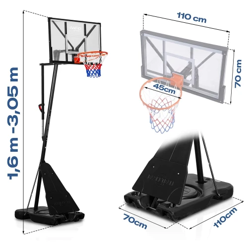 Kosz do koszykówki regulowany 160-305cm stabilny duży Neo-Sport NS-284