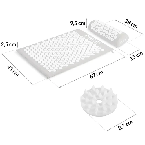 Mata do akupresury z kolcami Neo-Sport NS-900 szaro-biała