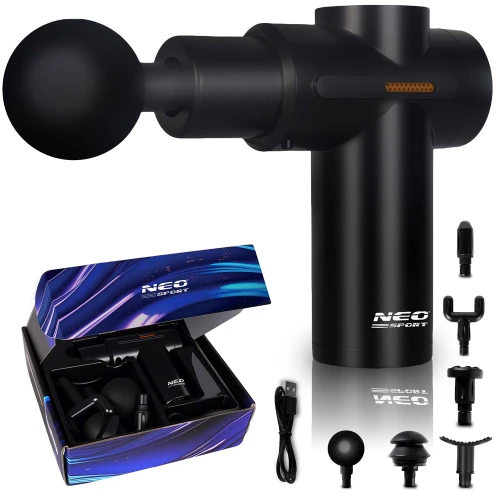 Pistolet do masażu ciała masażer 6 nakładek NS-504 Neo-sport czarny