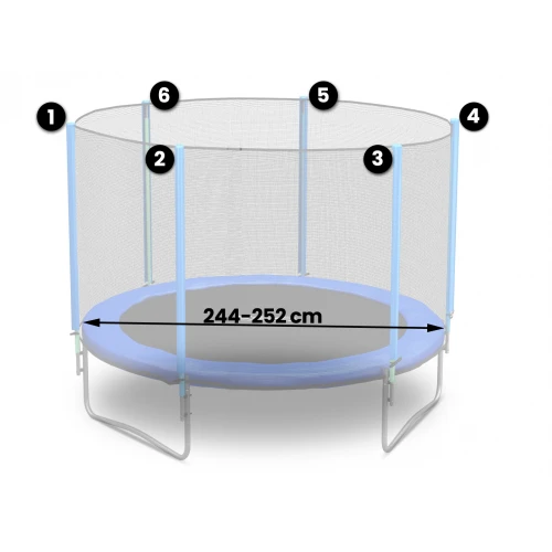 Siatka zewnętrzna do trampoliny 252cm 8ft 180cm 6sł Neo-sport