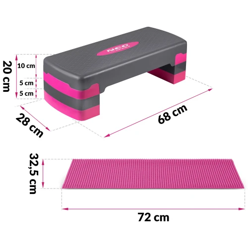 Step do ćwiczeń 3 stopnie NS-400 różowy