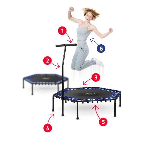 Trampolina fitness z uchwytem 127 cm Neo-Sport - sześciokątna 