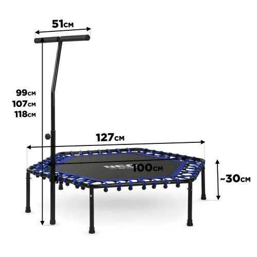 Trampolina fitness z uchwytem 127 cm Neo-Sport - sześciokątna 