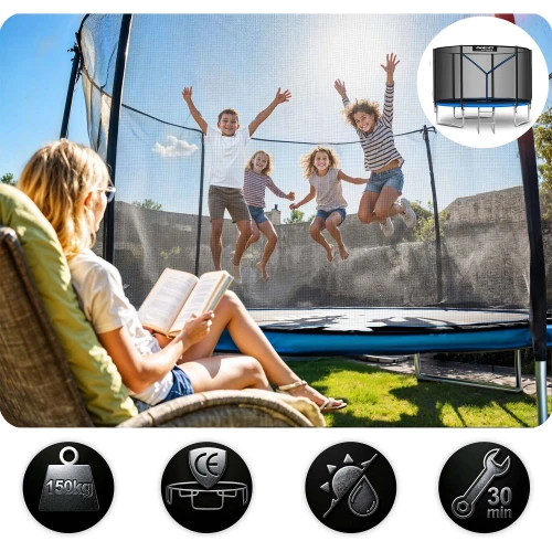 Trampolina ogrodowa 10ft/312cm z siatką zewnętrzną i drabinką Neo-Sport