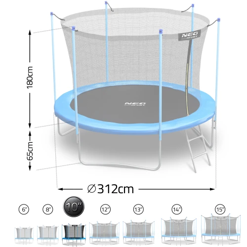 Trampolina ogrodowa 10ft/312cm z siatką wewnętrzną i drabinką Neo-Sport