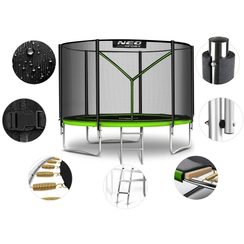 Trampolina ogrodowa 10ft/312cm z siatką zewnętrzną i drabinką Neo-Sport