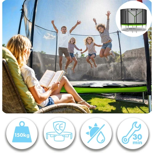 Trampolina ogrodowa 10ft/312cm z siatką zewnętrzną i drabinką Neo-Sport