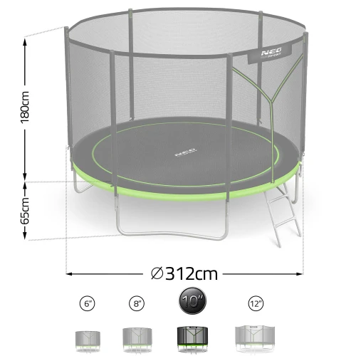 Trampolina ogrodowa 10ft/312cm z siatką zewnętrzną i drabinką Neo-Sport