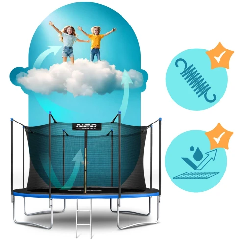 Trampolina ogrodowa 12ft/374cm z siatką wewnętrzną i drabinką Neo-Sport
