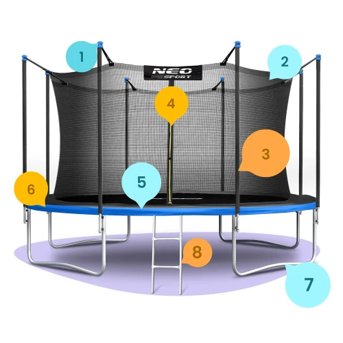 Trampolina ogrodowa 12ft/374cm z siatką wewnętrzną i drabinką Neo-Sport