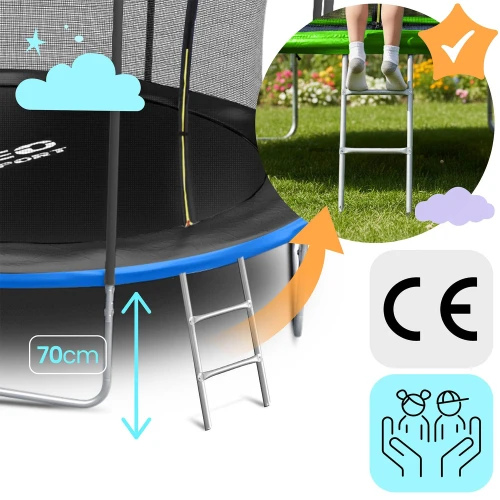 Trampolina ogrodowa 12ft/374cm z siatką wewnętrzną i drabinką Neo-Sport