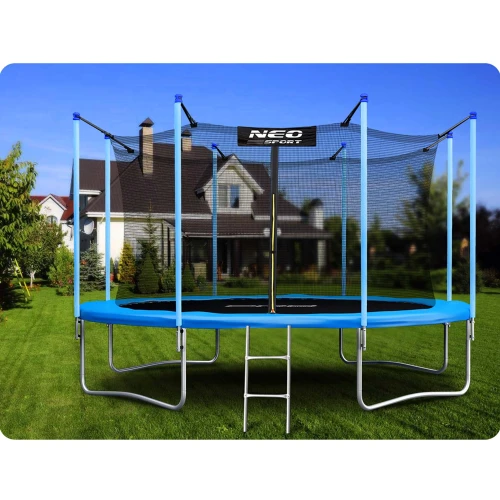 Trampolina ogrodowa 13ft/404cm z siatką wewnętrzną i drabinką Neo-Sport + maszyna do baniek GRATIS