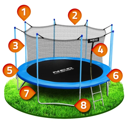 Trampolina ogrodowa 13ft/404cm z siatką wewnętrzną i drabinką Neo-Sport + maszyna do baniek GRATIS