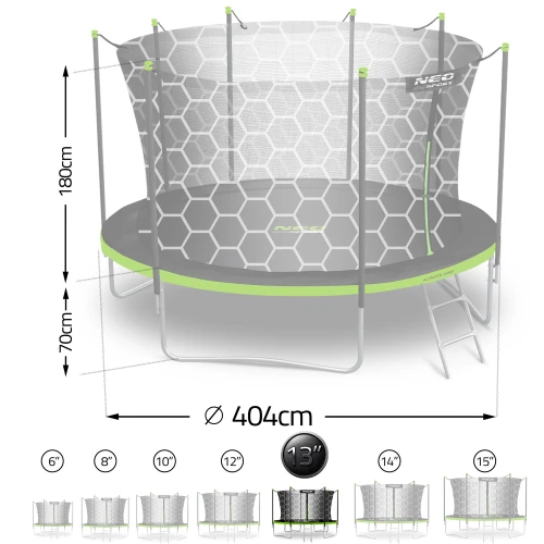 Trampolina ogrodowa 13ft/404cm z siatką wewnętrzną i drabinką Neo-Sport
