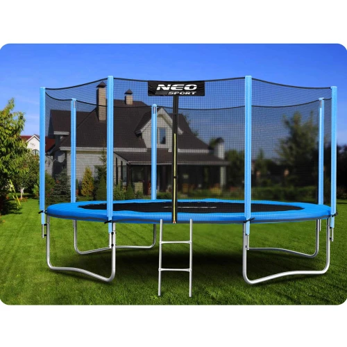 Trampolina ogrodowa 14ft/435cm z siatką zewnętrzną i drabinką Neo-Sport + Maszyna do baniek