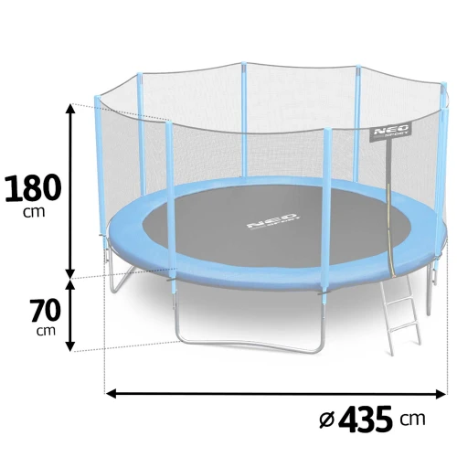 Trampolina ogrodowa 14ft/435cm z siatką zewnętrzną i drabinką Neo-Sport + Maszyna do baniek