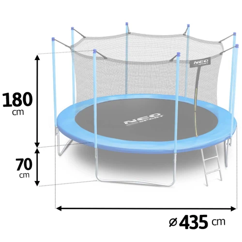 Trampolina ogrodowa 14ft/435cm z siatką wewnętrzną i drabinką Neo-Sport