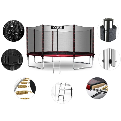 Trampolina ogrodowa 14ft/435cm z siatką zewnętrzną i drabinką Neo-Sport