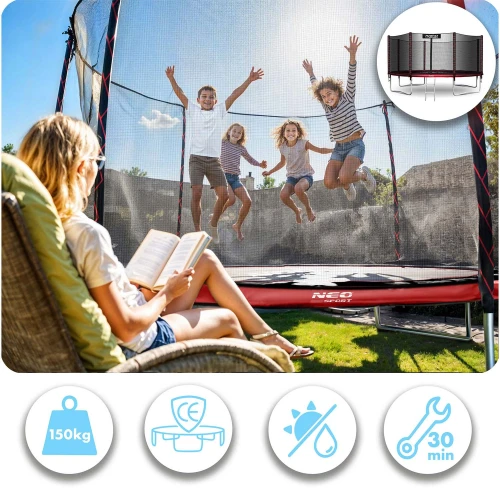 Trampolina ogrodowa 14ft/435cm z siatką zewnętrzną i drabinką Neo-Sport