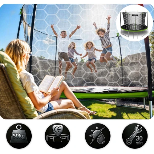 Trampolina ogrodowa 6ft/183cm z siatką wewnętrzną i drabinką Neo-Sport