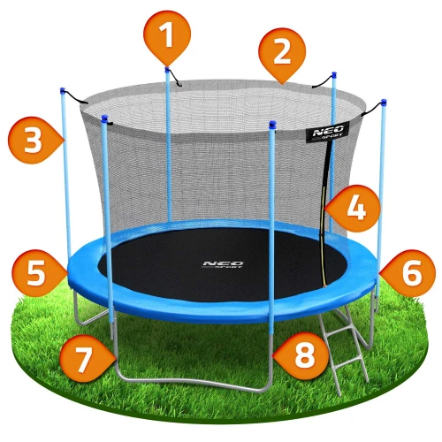 Trampolina ogrodowa 8ft/252cm z siatką wewnętrzną i drabinką Neo-Sport