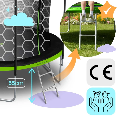 Trampolina ogrodowa 8ft/252cm z siatką wewnętrzną i drabinką Neo-Sport