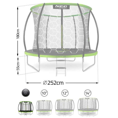 Trampolina ogrodowa profilowana 8ft/252cm z siatką wewnętrzną Neo-Sport