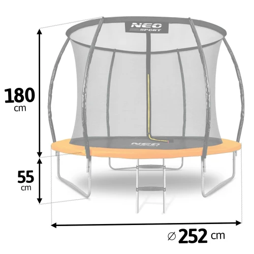 Trampolina ogrodowa profilowana 8ft/252cm z siatką wewnętrzną Neo-Sport
