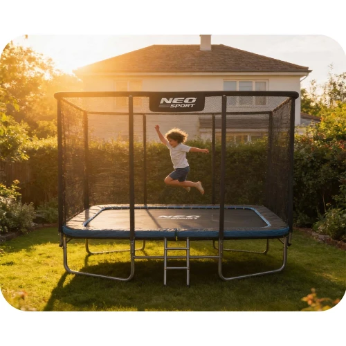  Trampolina ogrodowa prostokątna 12x8ft/366x244cm z siatką zewnętrzną i drabinką Neo-Sport