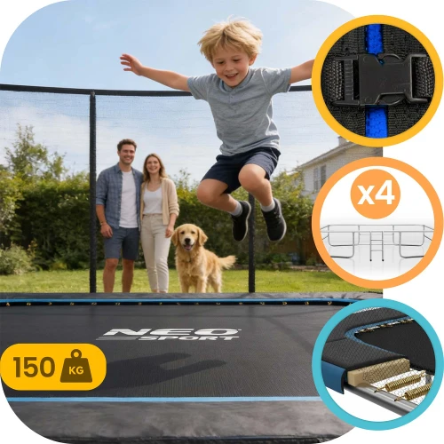  Trampolina ogrodowa prostokątna 14x10ft/427x305cm z siatką zewnętrzną i drabinką Neo-Sport