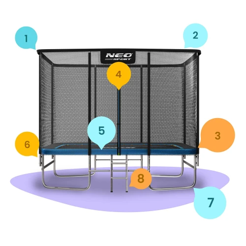 Trampolina ogrodowa prostokątna 10x7ft/305x213cm z siatką zewnętrzną i drabinką Neo-Sport